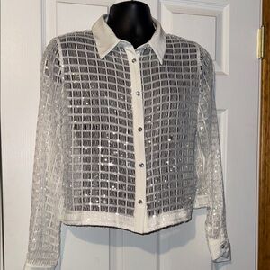 Kate& Mallory Elegant White Sheer Women's Top